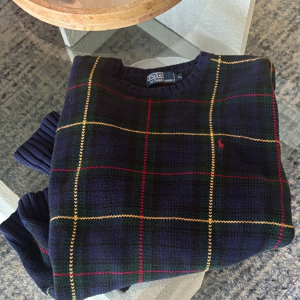 Vintage 80’s 90’s Polo Country Estate by Ralph Lauren Plaid Sweater Size XL - Picture 3 of 9